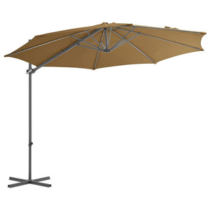 vidaXL Cantilever Umbrella with Steel Pole Taupe 300 cm