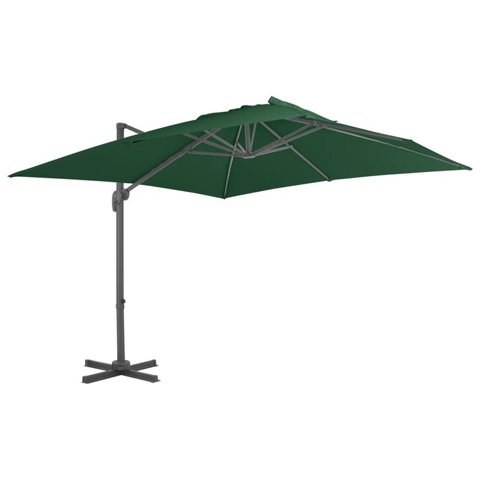 vidaXL Cantilever Garden Parasol with Aluminium Pole 400x300 cm Green