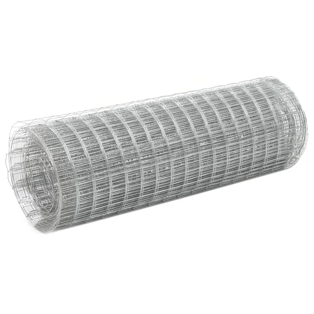 vidaXL Chicken Wire Fence Galvanised Steel 25x0.5 m Silver