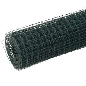 vidaXL Chicken Wire Fence Steel with PVC Coating 10x0.5 m Green