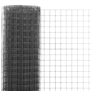 vidaXL Chicken Wire Fence Steel with PVC Coating 25x1 m Grey