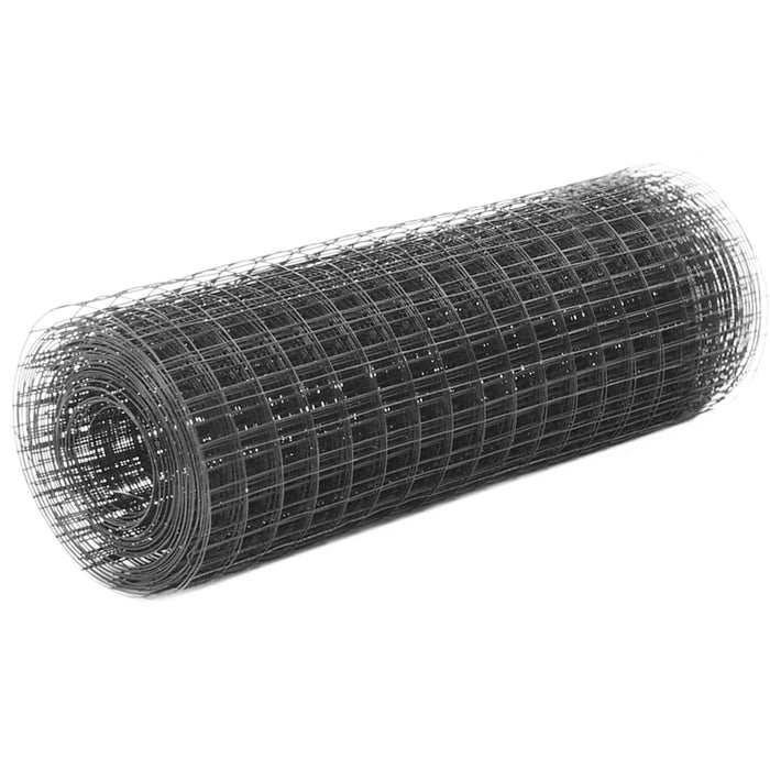 vidaXL Chicken Wire Fence Steel with PVC Coating 10x0.5 m Grey