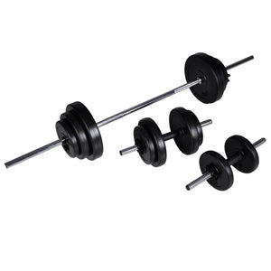 vidaXL Workout Bench with Barbell and Dumbbell Set 30.5 kg