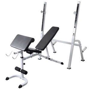 vidaXL Workout Bench with Weight Rack, Barbell and Dumbbell Set 60.5kg