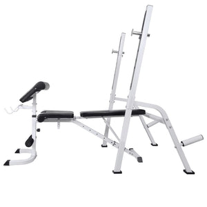 vidaXL Workout Bench with Weight Rack, Barbell and Dumbbell Set 60.5kg