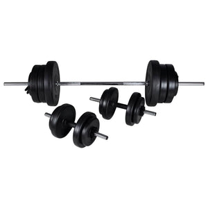 vidaXL Workout Bench with Weight Rack, Barbell and Dumbbell Set 60.5kg