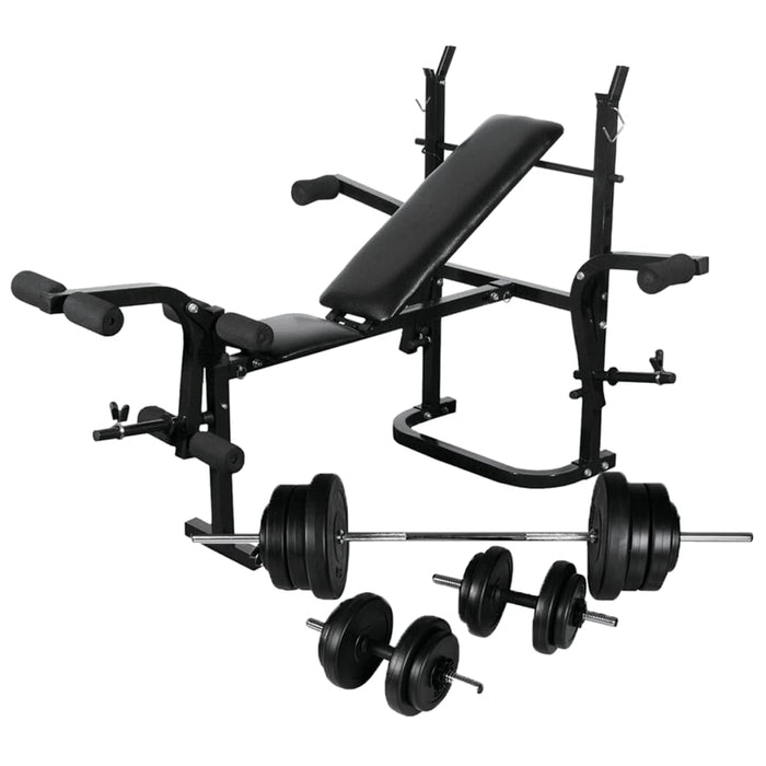 vidaXL Weight Bench with Weight Rack, Barbell and Dumbbell Set 60.5kg