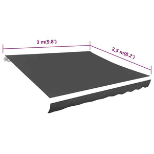 vidaXL Awning Top Sunshade Canvas Anthracite 300x250 cm