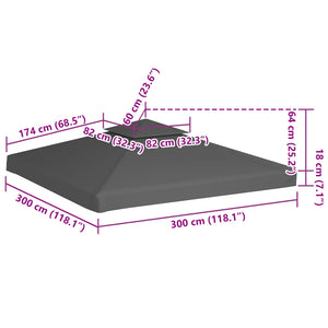 vidaXL 2-Tier Gazebo Top Cover 310 g/m² 3x3 m Taupe