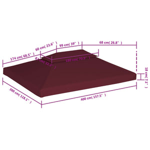 vidaXL 2-Tier Gazebo Top Cover 310 g/m² 4x3 m Bordeaux