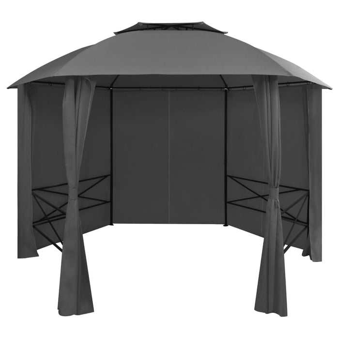 vidaXL Garden Marquee Pavilion Tent with Curtains Hexagonal 360x265 cm