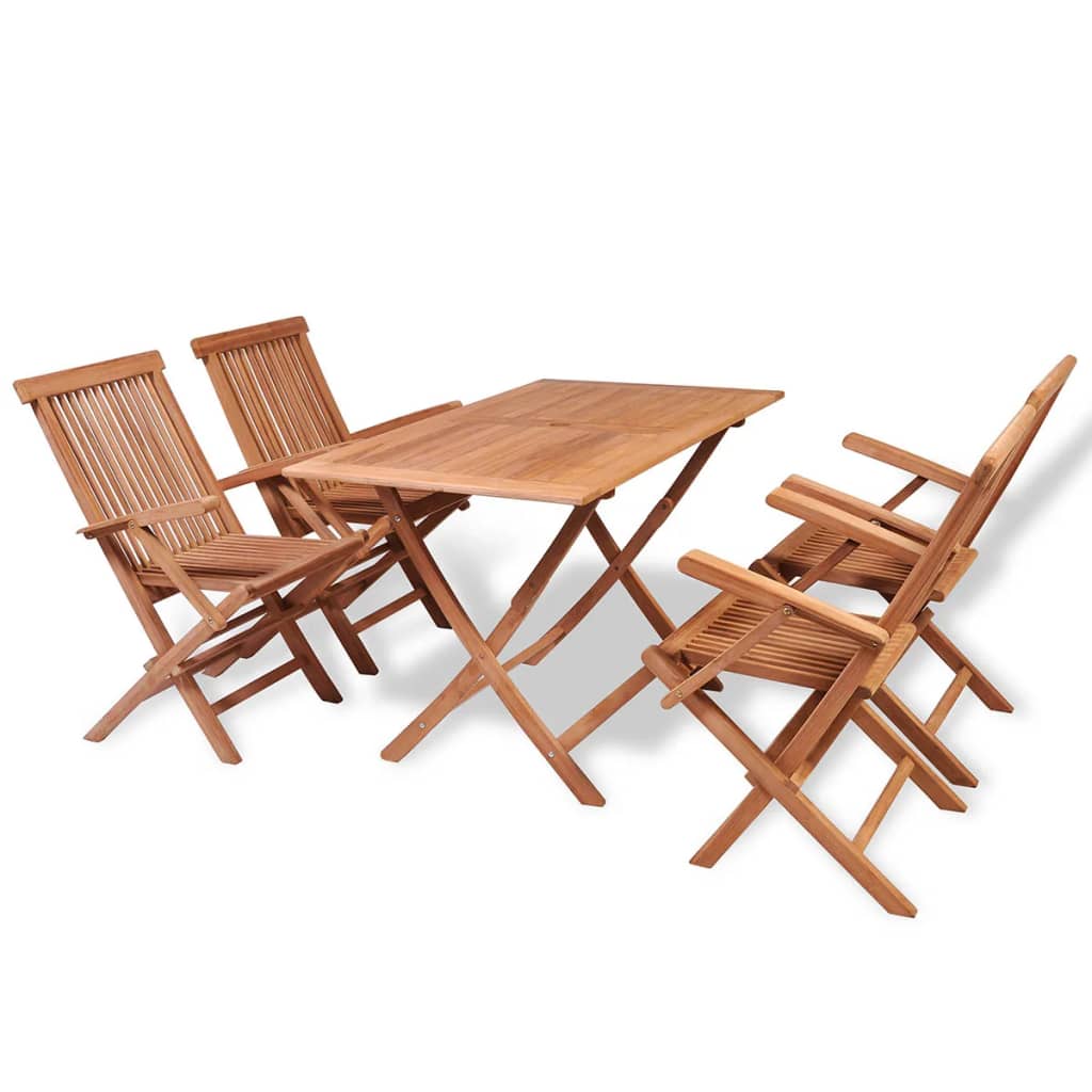 vidaXL 5 Piece Garden Dining Set Solid Teak Wood