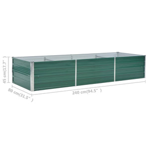 vidaXL Garden Raised Bed Galvanised Steel 240x80x45 cm Green