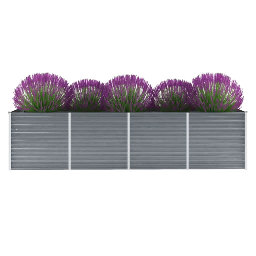 vidaXL Garden Raised Bed Galvanised Steel 320x80x77 cm Grey