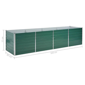 vidaXL Garden Raised Bed Galvanised Steel 320x80x77 cm Green