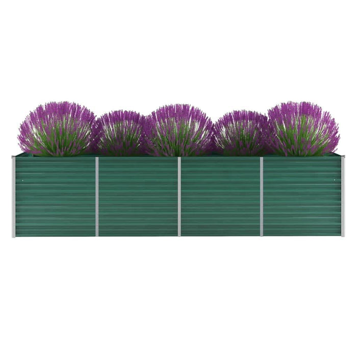 vidaXL Garden Raised Bed Galvanised Steel 320x80x77 cm Green