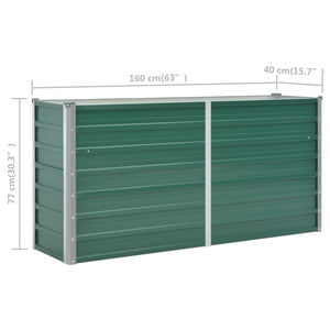 vidaXL Garden Raised Bed Galvanised Steel 160x40x77 cm Green