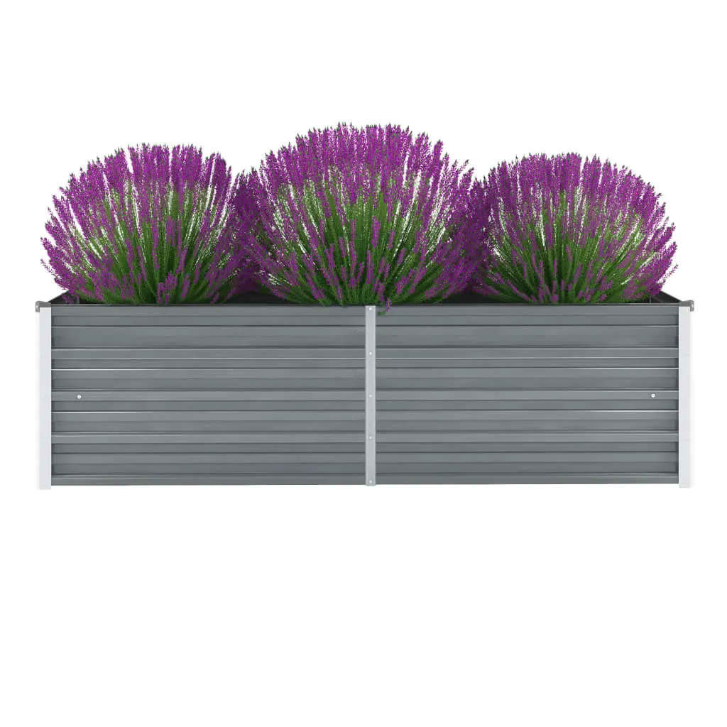 vidaXL Garden Raised Bed Galvanised Steel 160x40x45 cm Grey