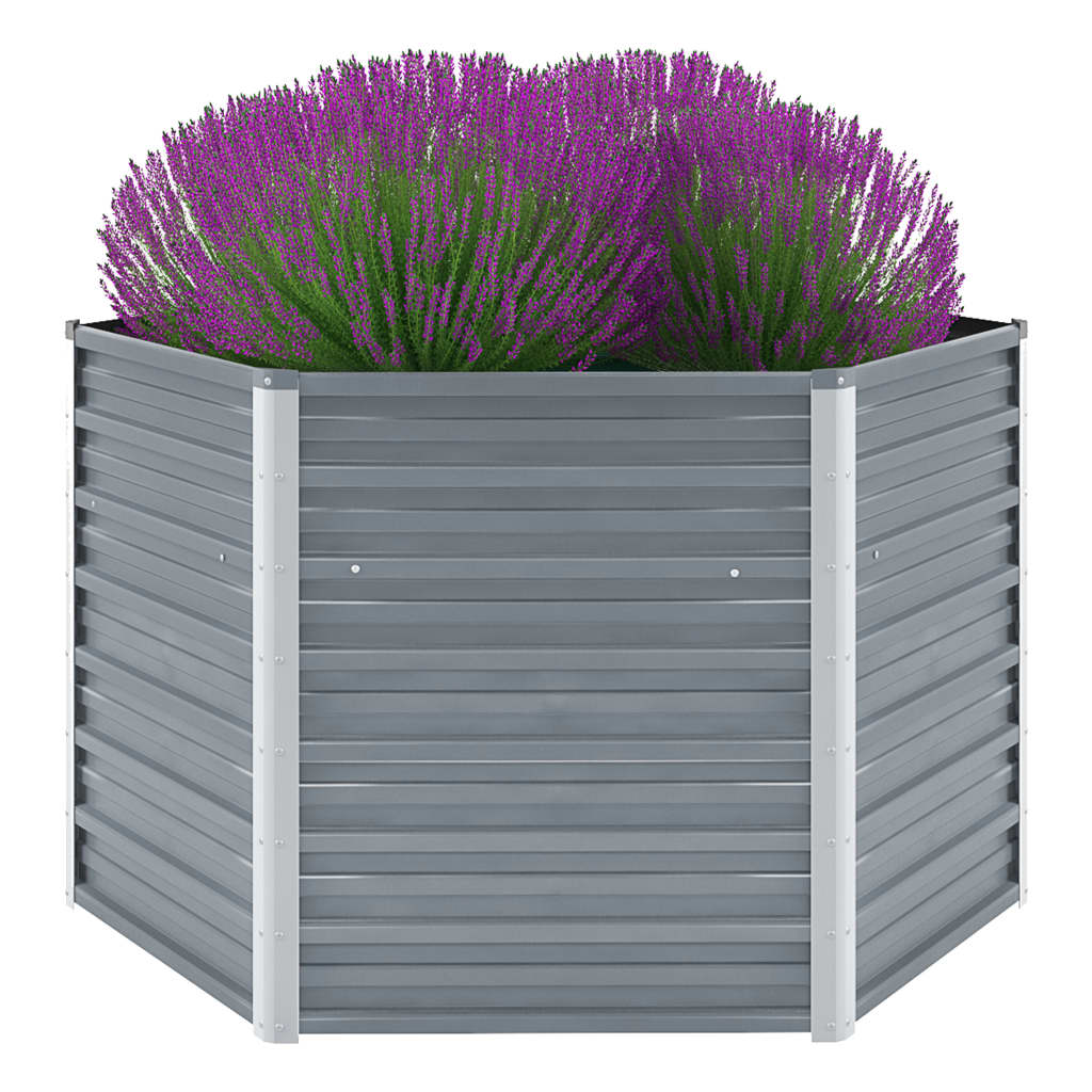 vidaXL Garden Raised Bed Galvanised Steel 129x129x77 cm Grey