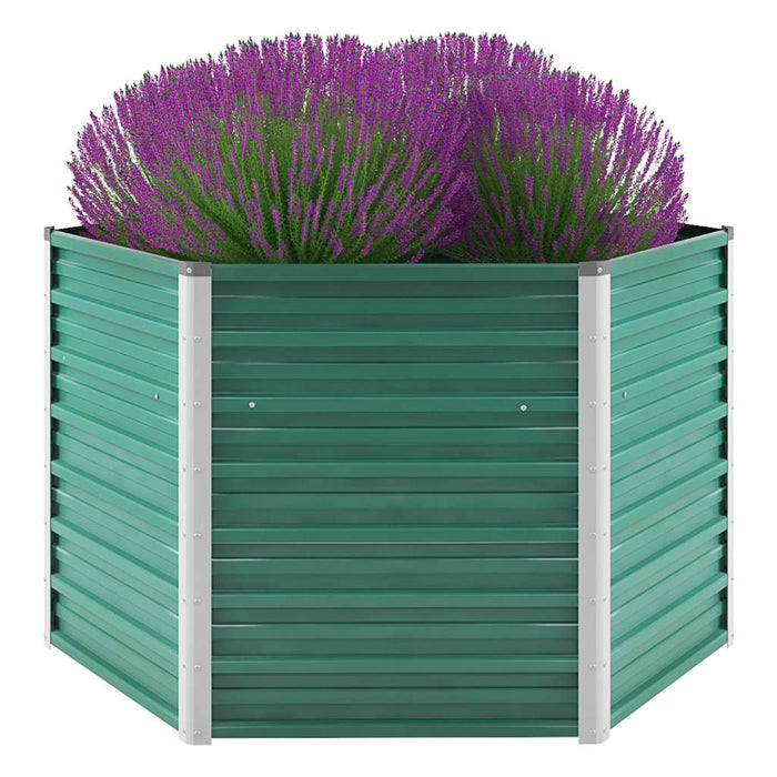 vidaXL Garden Raised Bed Galvanised Steel 129x129x77 cm Green