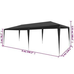 vidaXL Party Tent 3x6 m PE Anthracite