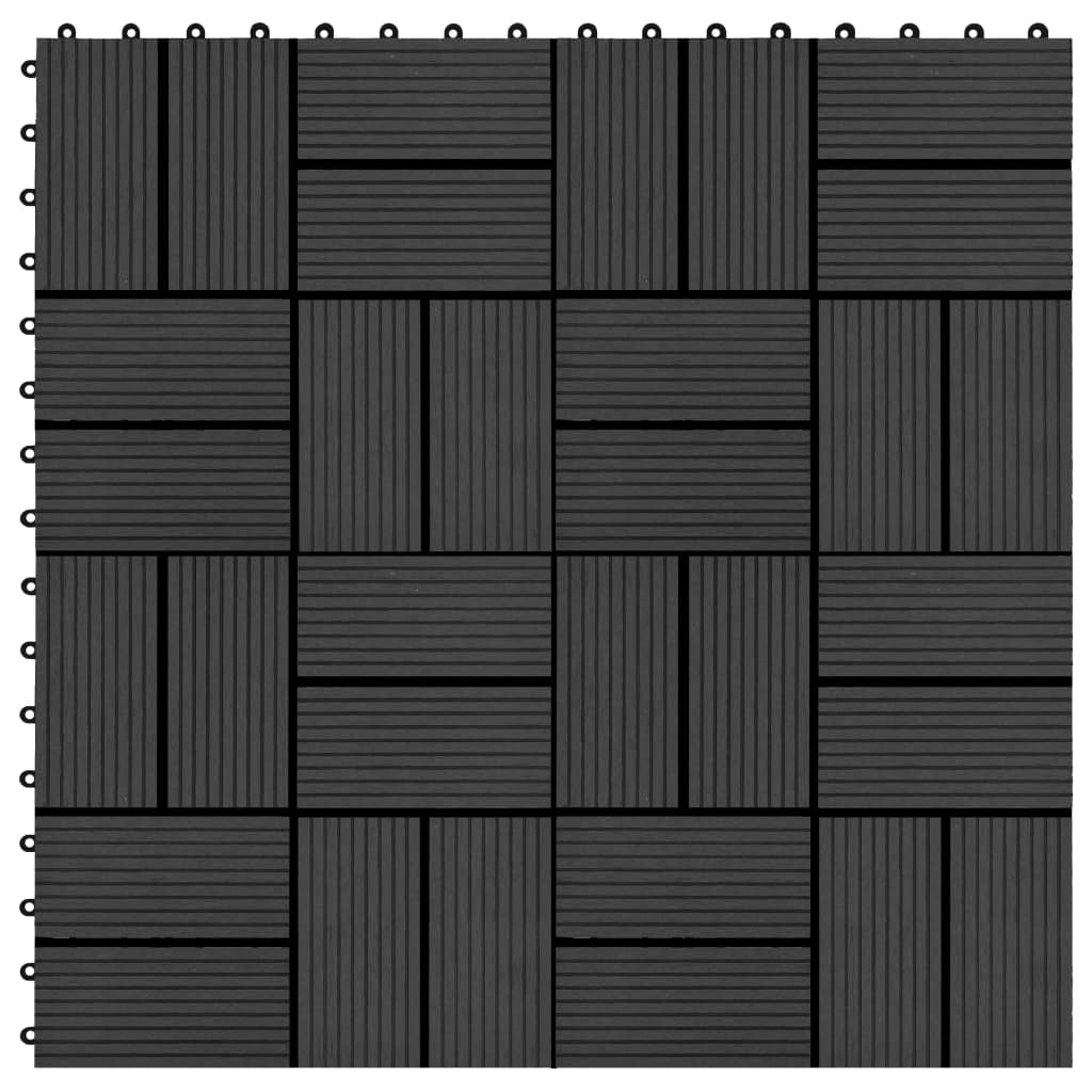 vidaXL 11 pcs Decking Tiles WPC 30x30 cm 1 sqm Black