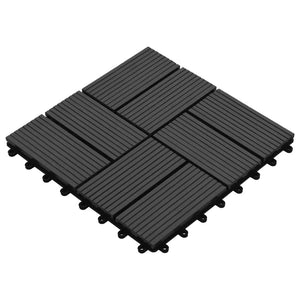 vidaXL 11 pcs Decking Tiles WPC 30x30 cm 1 sqm Black