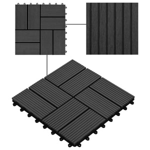 vidaXL 11 pcs Decking Tiles WPC 30x30 cm 1 sqm Black