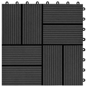 vidaXL 11 pcs Decking Tiles WPC 30x30 cm 1 sqm Black