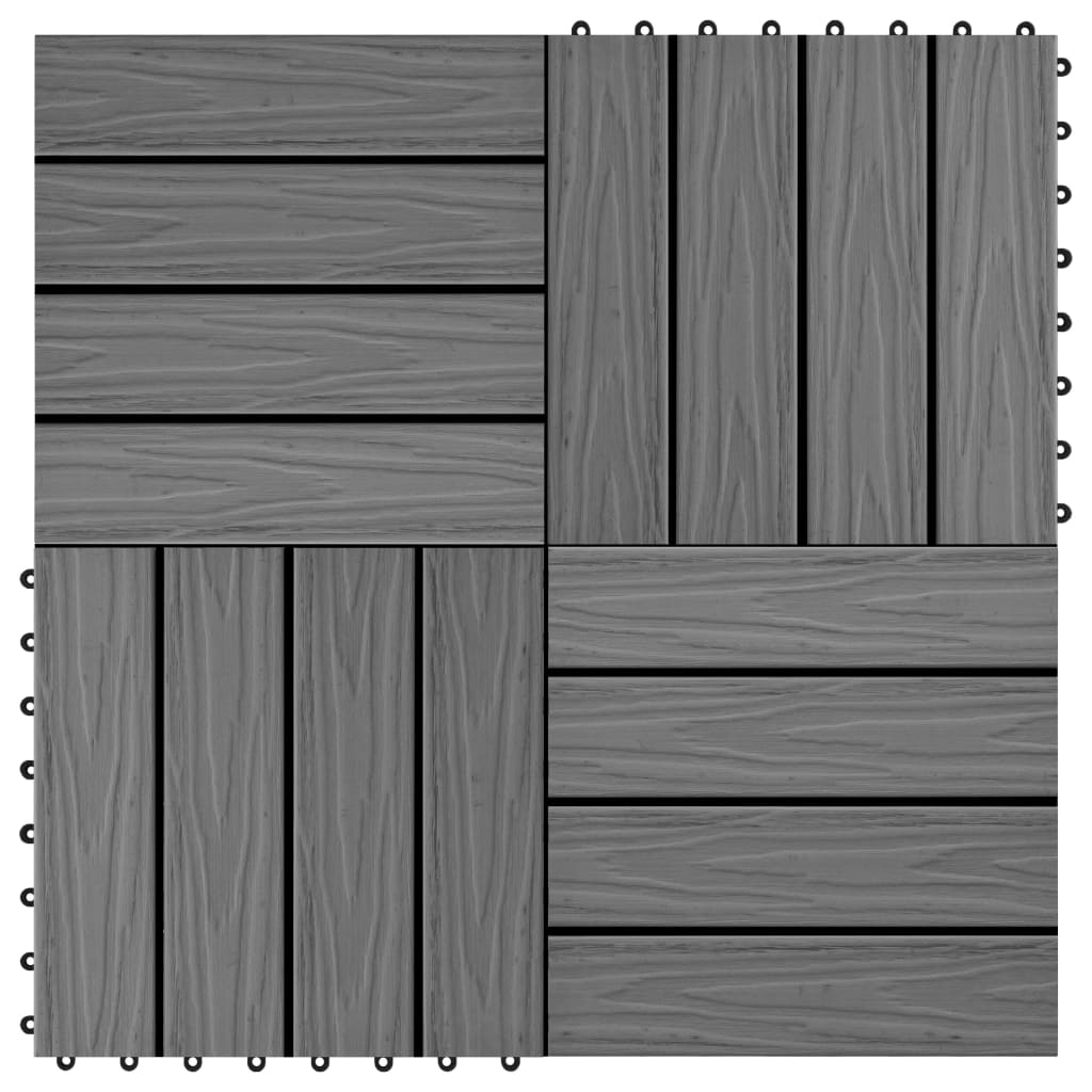 vidaXL 11 pcs Decking Tiles Deep Embossed WPC 30x30 cm 1 sqm Grey