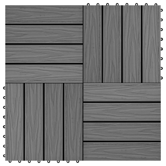 vidaXL 11 pcs Decking Tiles Deep Embossed WPC 30x30 cm 1 sqm Grey