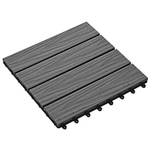 vidaXL 11 pcs Decking Tiles Deep Embossed WPC 30x30 cm 1 sqm Grey