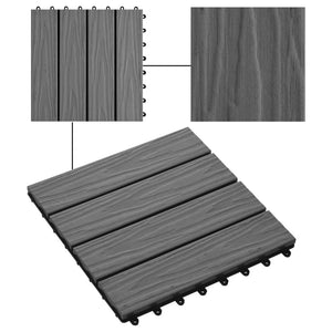 vidaXL 11 pcs Decking Tiles Deep Embossed WPC 30x30 cm 1 sqm Grey