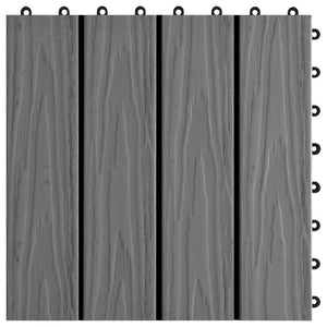 vidaXL 11 pcs Decking Tiles Deep Embossed WPC 30x30 cm 1 sqm Grey