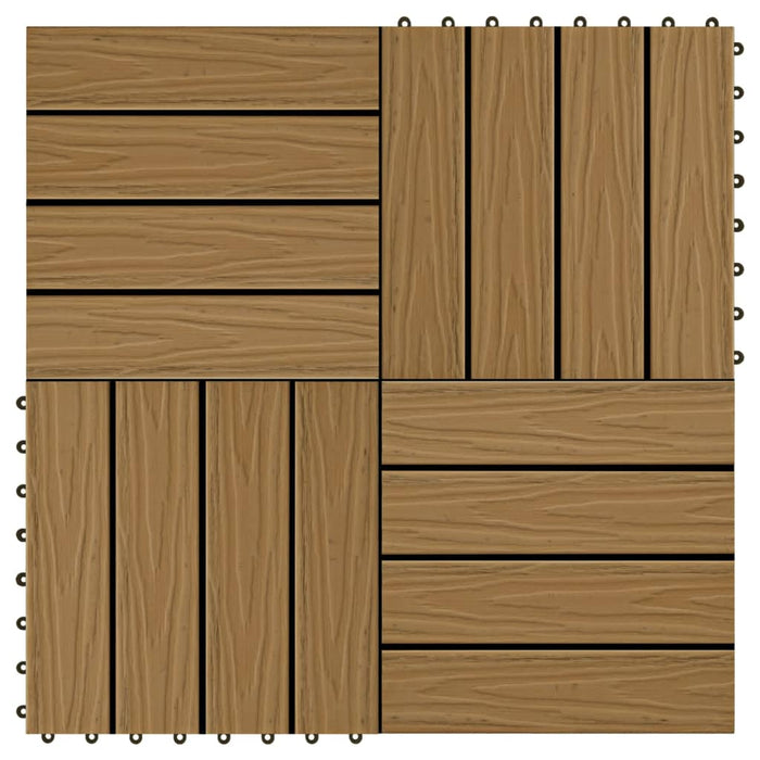 vidaXL 11 pcs Decking Tiles Deep Embossed WPC 30x30 cm 1 sqm Teak Colour