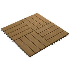 vidaXL 11 pcs Decking Tiles Deep Embossed WPC 30x30 cm 1 sqm Teak Colour