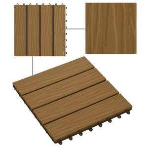 vidaXL 11 pcs Decking Tiles Deep Embossed WPC 30x30 cm 1 sqm Teak Colour