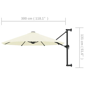 vidaXL Wall-Mounted Garden Parasol with Metal Pole 300 cm Sand