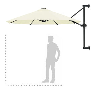 vidaXL Wall-Mounted Garden Parasol with Metal Pole 300 cm Sand