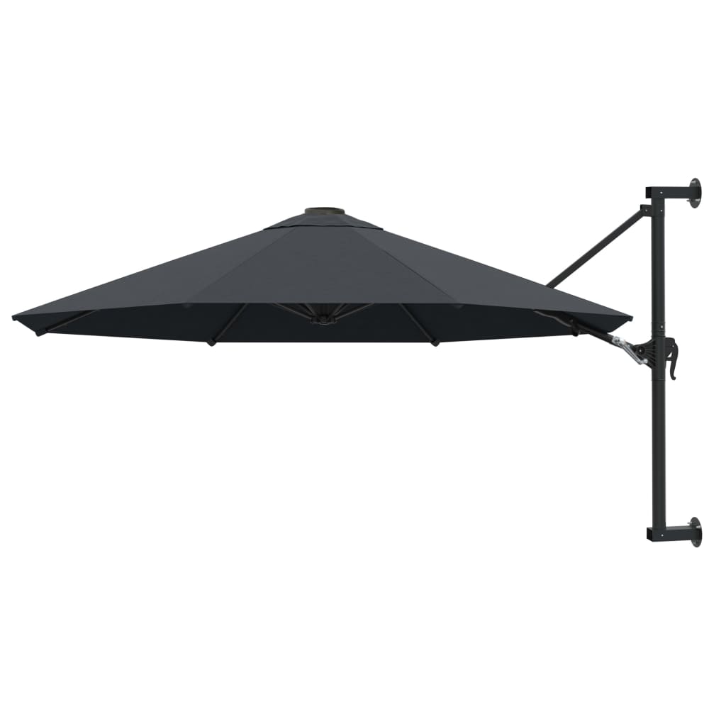 vidaXL Wall-Mounted Parasol with Metal Pole 300 cm Anthracite