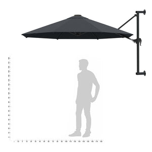 vidaXL Wall-Mounted Parasol with Metal Pole 300 cm Anthracite