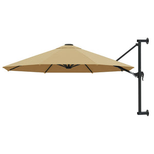 vidaXL Wall-Mounted Parasol with Metal Pole 300 cm Taupe