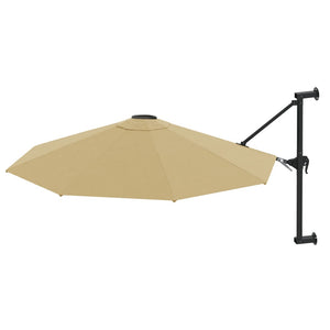 vidaXL Wall-Mounted Parasol with Metal Pole 300 cm Taupe