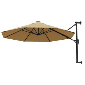 vidaXL Wall-Mounted Parasol with Metal Pole 300 cm Taupe