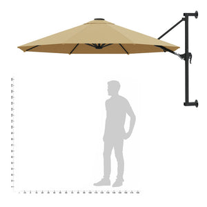 vidaXL Wall-Mounted Parasol with Metal Pole 300 cm Taupe