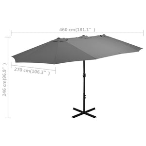 vidaXL Outdoor Parasol with Aluminium Pole 460x270 cm Anthracite