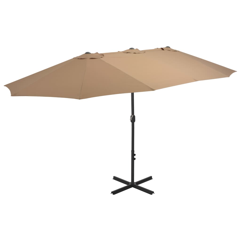 vidaXL Outdoor Parasol with Aluminium Pole 460x270 cm Taupe