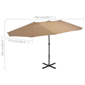 vidaXL Outdoor Parasol with Aluminium Pole 460x270 cm Taupe