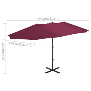 vidaXL Outdoor Parasol with Aluminium Pole 460x270 cm Bordeaux Red