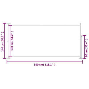 vidaXL Retractable Side Awning 140 x 300 cm Red